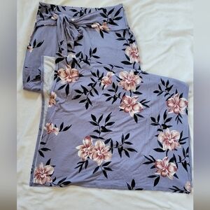 Charlotte Russe purple floral front tie double high side slit maxi skirt XS